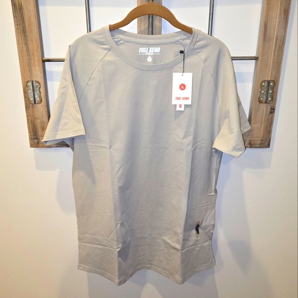 Full Send Fitness T-Shirt, Men's Large, Gray, New in Sealed Package